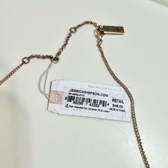 Jessica Simpson | Gold Curved Bar Textured Chain Necklace NWT - Picture 4 of 5
